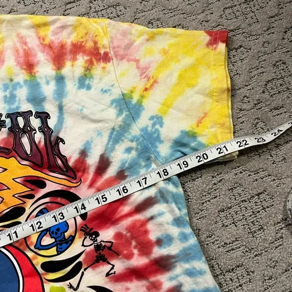 🐢 '21 Grateful Dead Band Wild Tie Dye Skull And Skeleton Bertha Deadstock Tee - Picture 16 of 16